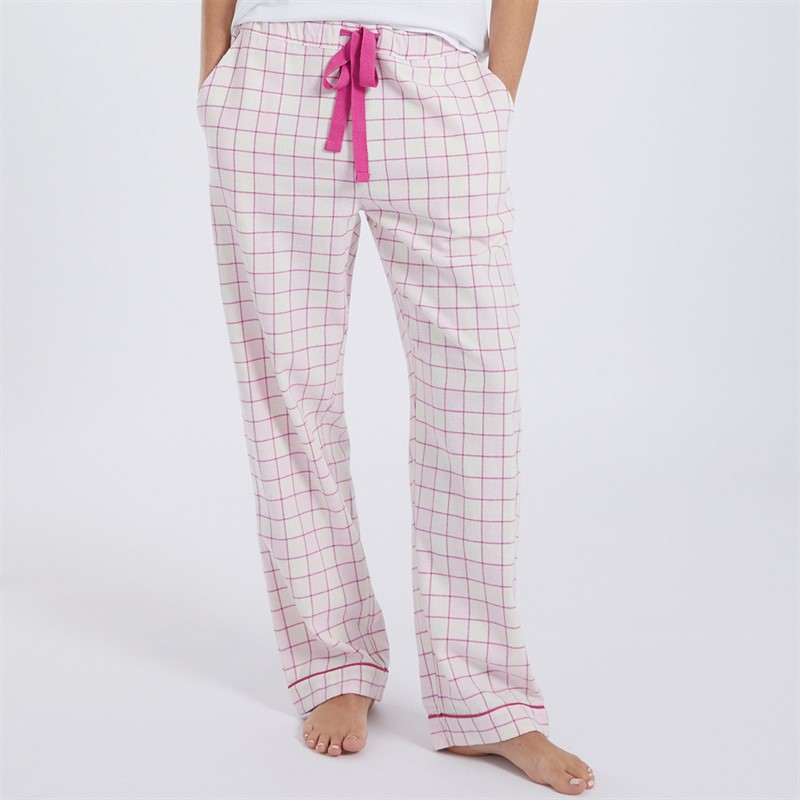 Crew Clothing Womens Flannel Check Bottoms Papyrus/Classic Pink/Purple Orchid