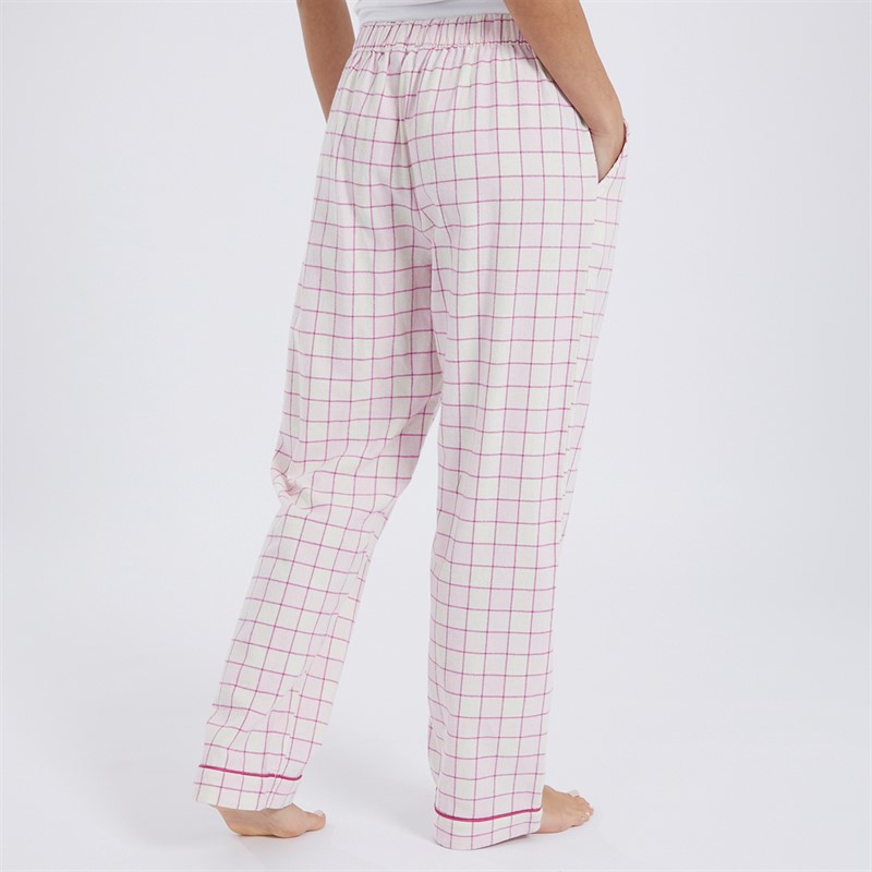 Crew Clothing Womens Flannel Check Bottoms Papyrus/Classic Pink/Purple Orchid