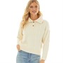 Crew Clothing Womens Button Neck Cable Jumper Papyrus