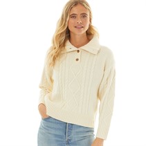 Crew Clothing Womens Button Neck Cable Jumper Papyrus