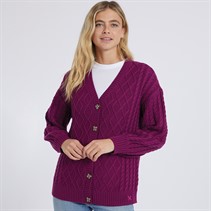 Crew Clothing Womens Cable Cardigan Mulberry