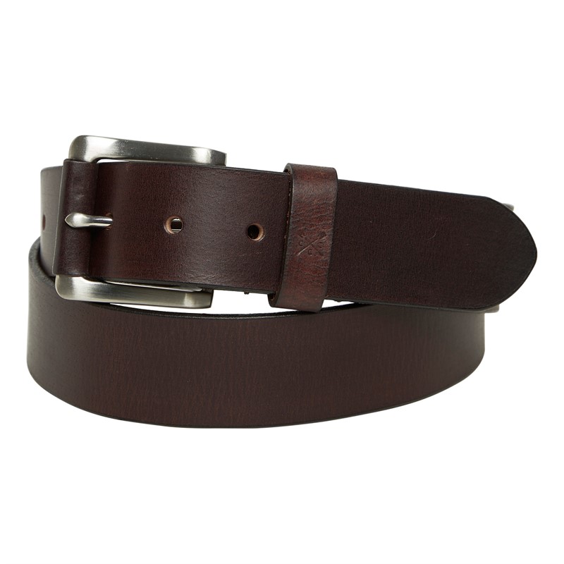 Crew Clothing Mens Pembroke Leather Roller Belt Chocolate