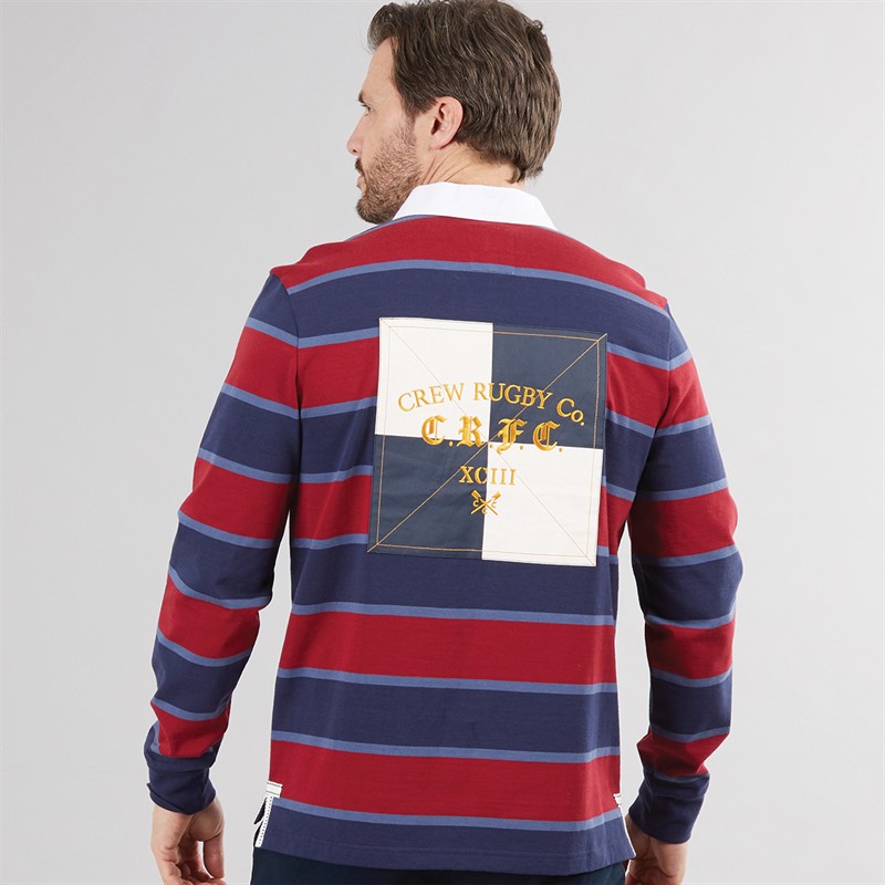 Crew Clothing Mens Rugby Shirt Biking Red/Navy Vintage