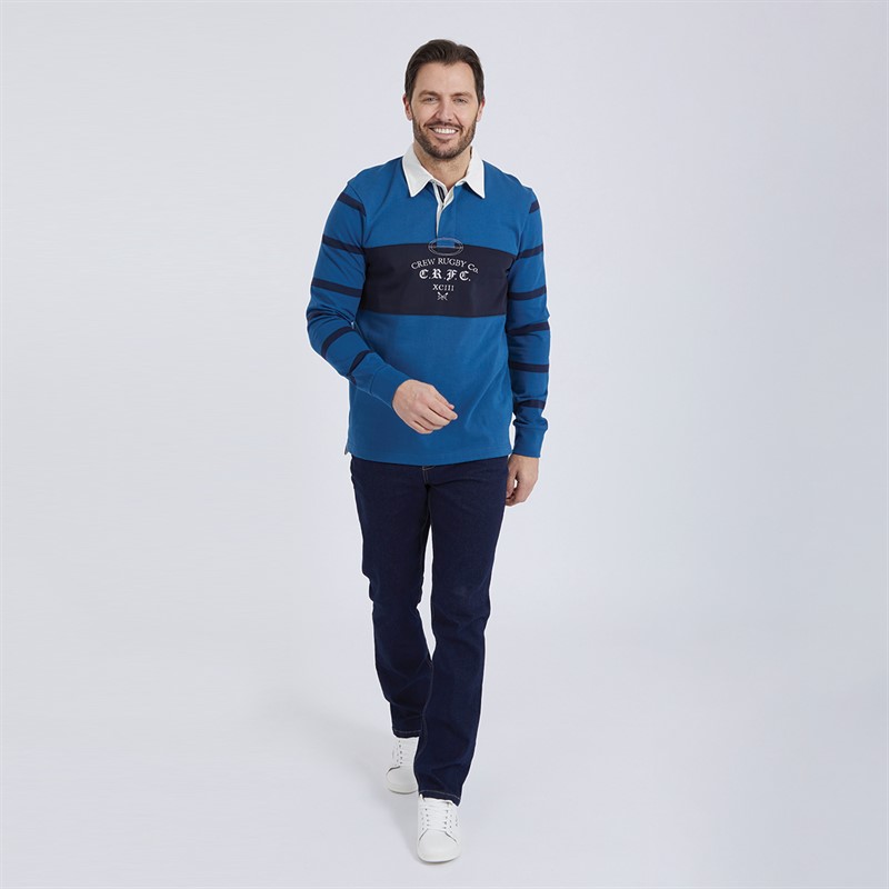 Crew Clothing Mens Cut And Sew Rugby Shirt Dark Blue/Navy