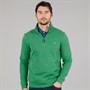 Crew Clothing Mens French Rib 1/2 Zip Sweatshirt Pine Green Marl