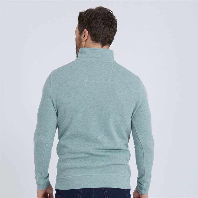 Crew Clothing Mens French Rib 1/2 Zip Sweatshirt Pine Green Marl