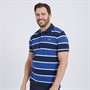 Crew Clothing Mens Stripe Polo Navy/Ultramarine/Mist Green