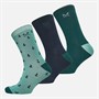 Crew Clothing Mens Three Pack Anchor Print Socks Atlantic Deep Solid/Crème De Menth Solid/Cornflower Blue Solid