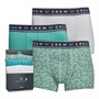 Crew Clothing Mens Three Pack Boxers Creme De Menth & White Shadow Leaf Print/Aquarelle Solid/Bleached Aqua Solid