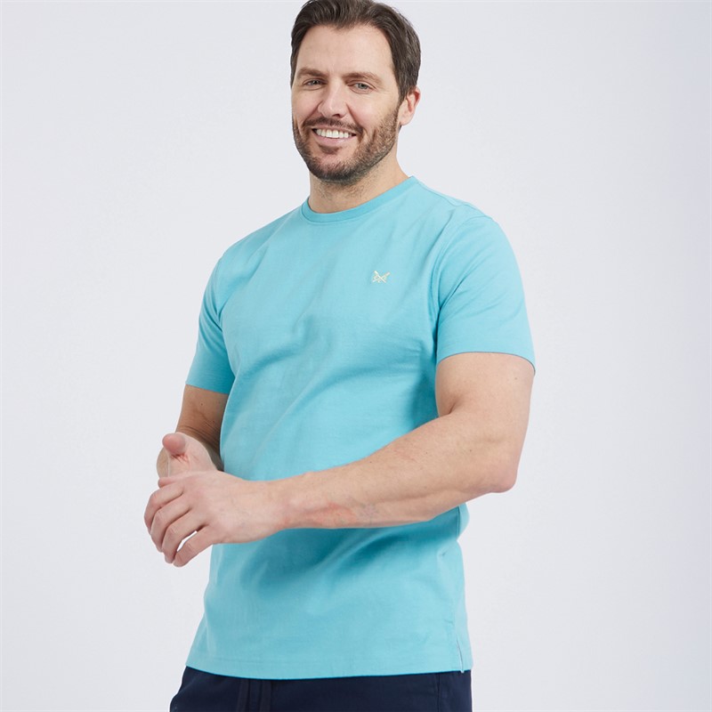 Crew Clothing Mens Round Neck T-Shirt Aquarelle