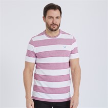 Crew Clothing Mens Oxford Pique T-Shirt Magenta Haze White