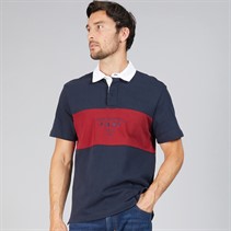 Crew Clothing Mens Short Sleeve Rugby Polo Navy/Biking Red