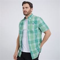 Crew Clothing Mens Short Sleeve Check Shirt Crème De Menthe/Deep Sea/Pristine