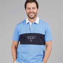 Crew Clothing Mens Short Sleeve Rugby Polo Cornflower Blue/Navy