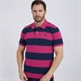 Crew Clothing Mens Stripe Polo Magenta Haze/Navy