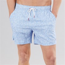 Crew Clothing Mens Leaf Swim Shorts Cornflower/White