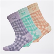 Crew Clothing Womens Three Pack Pattern Socks Yukka/Orchid Petal/Vanillacream/Tropical