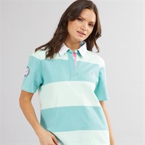 Crew Clothing Womens Short Sleeve Rugby Top Bleached Aqua/Aquarelle