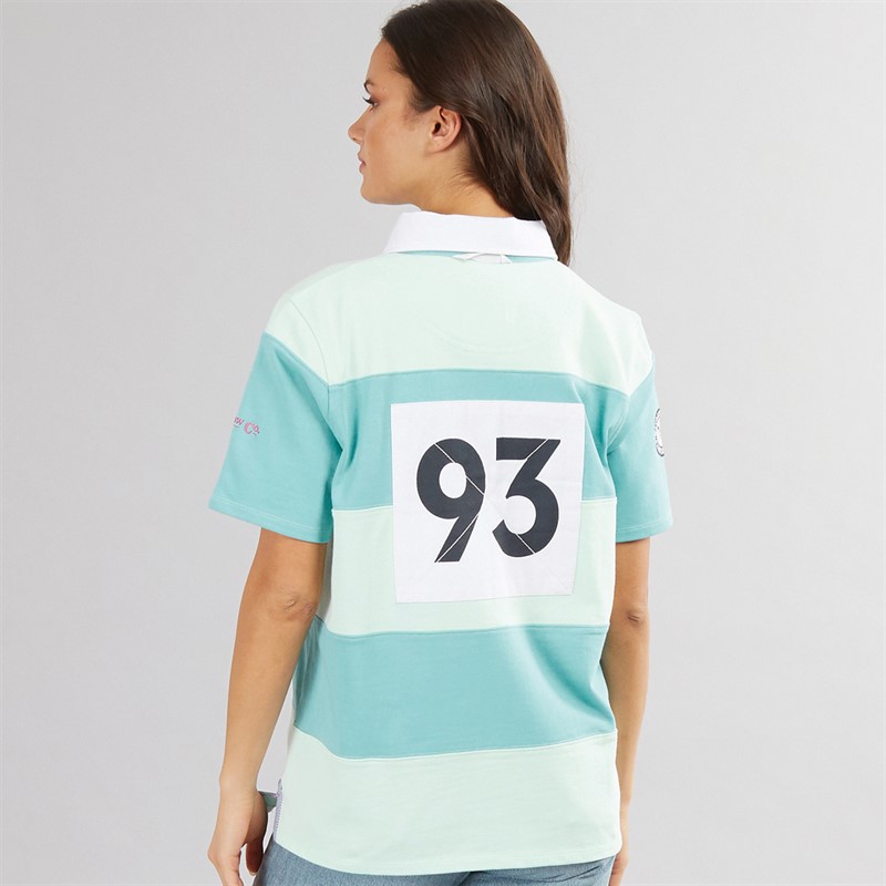 Crew Clothing Womens Short Sleeve Rugby Top Bleached Aqua/Aquarelle