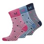 Crew Clothing Womens Three Pack Stripe Heart Socks Cornflower Blue/Heritage Navy/Super Pink