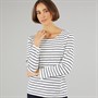 Crew Clothing Womens Heart Print Long Sleeve T-Shirt White Linen/Navy/Pink