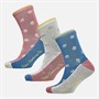 Crew Clothing Womens Three Pack Multi Spot Socks Wild Rose/White Linen/Cornflower Blue