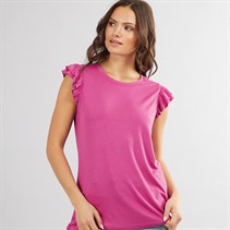 Crew Clothing Womens Modal Frill Sleeve Top Deep Orchid