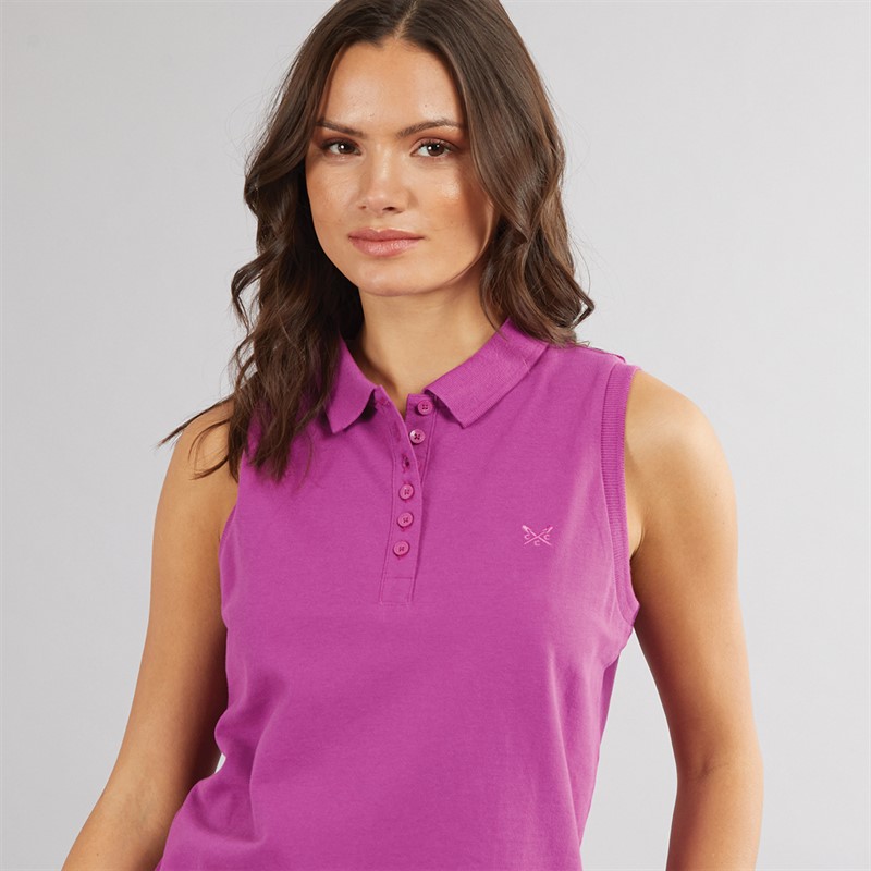 Crew Clothing Womens Sleeveless Polo Deep Orchid