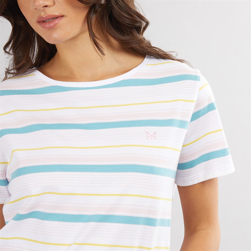 Crew Clothing Womens Stripe T-Shirt Optic White/Multi