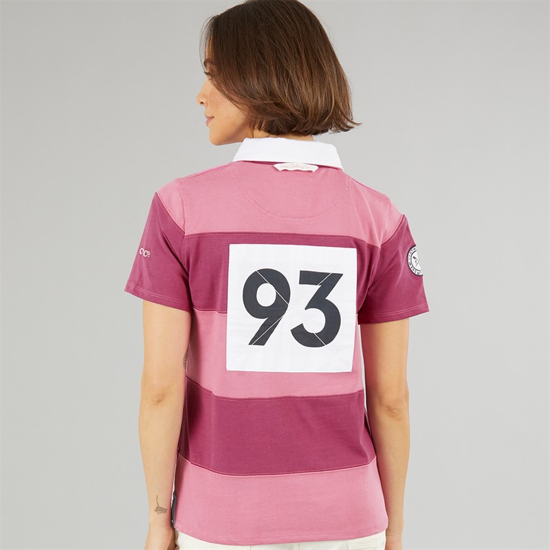 Crew Clothing Womens Short Sleeve Rugby Polo Shirt Super Pink/Deep Orchid