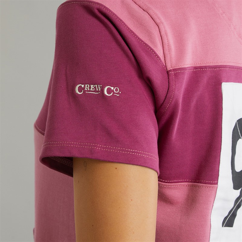 Crew Clothing Womens Short Sleeve Rugby Polo Shirt Super Pink/Deep Orchid