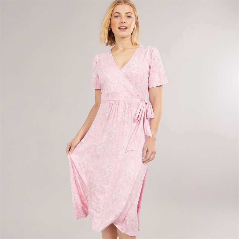 Crew Clothing Womens Jersey Wrap Dress Pink Lady - Size 14