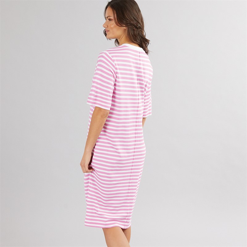 Crew Clothing Womens Ponte Jersey T-Shirt Dress Super Pink/White