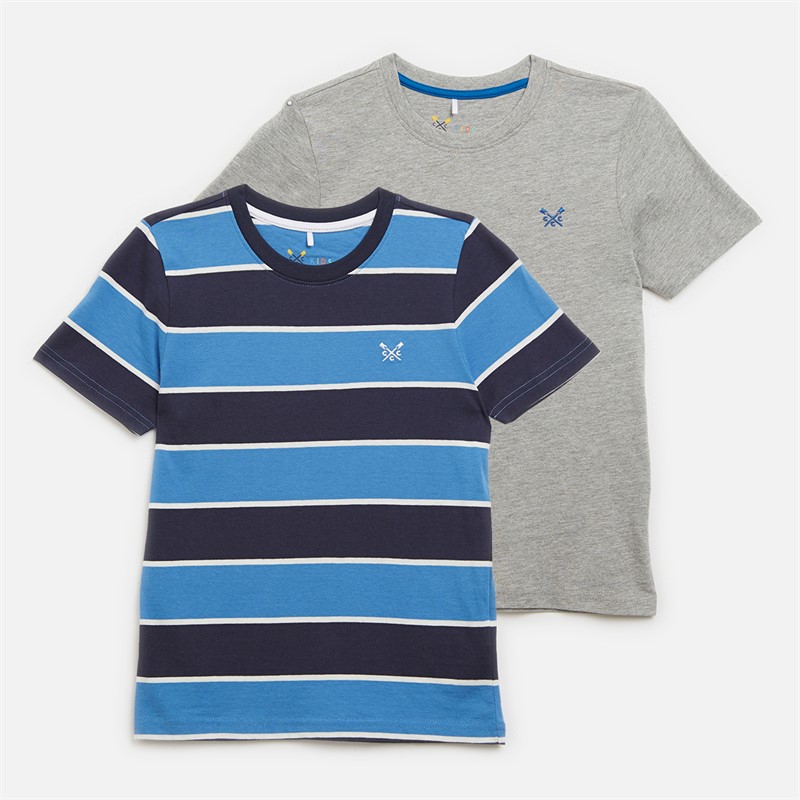Crew Clothing Boys Two Pack Classic Pique Polos Grey/Navy/Blue/White - Size 8/9Y