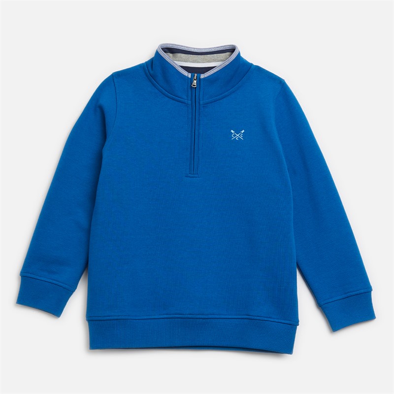 Crew Clothing Boys Classic Half Zip Sweatshirt Snorkel Blue