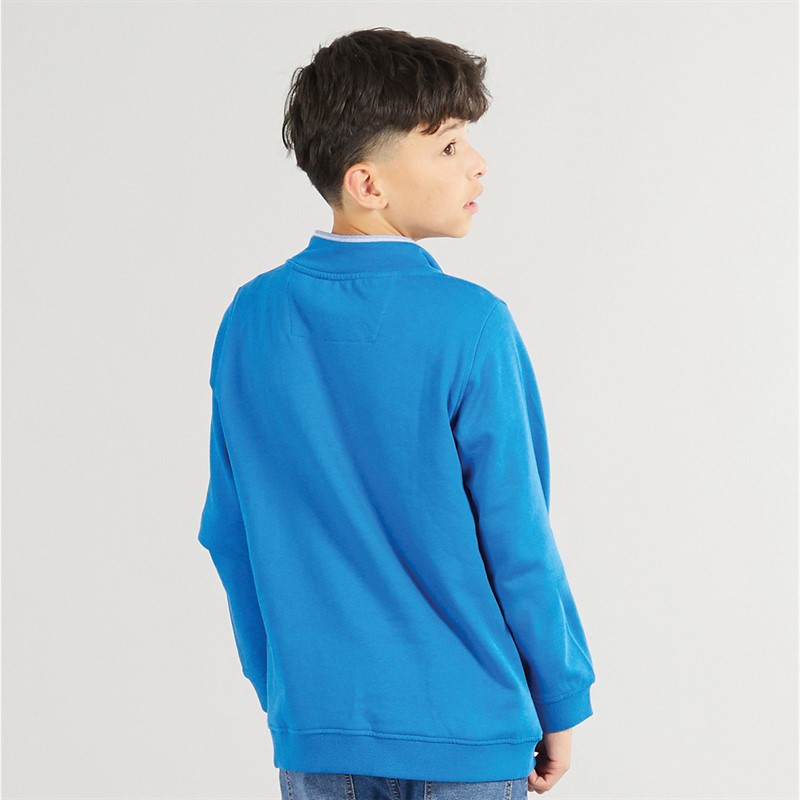 Crew Clothing Boys Classic Half Zip Sweatshirt Snorkel Blue