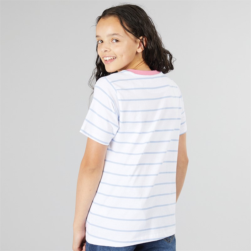 Crew Clothing Girls Graphic T-Shirt White/Blue Flowers