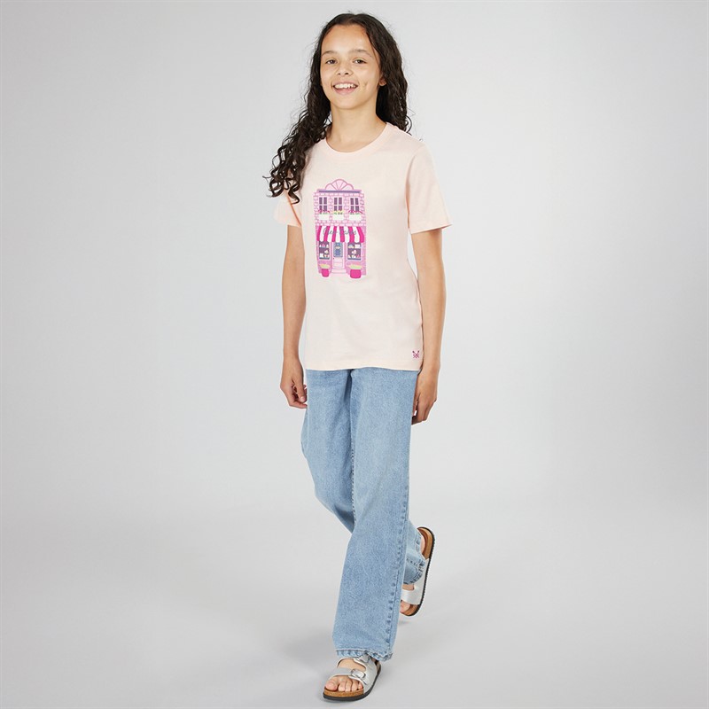 Crew Clothing Girls Graphic T-Shirt Soft Pink Shop Front