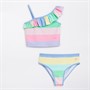 Crew Clothing Girls Asymmetric Frill Tankini Multi Stripe