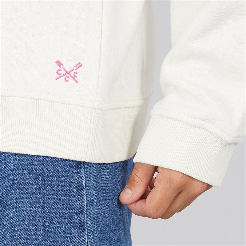 Crew Clothing Girls Botanical Applique Overhead Hoodie White Flowers