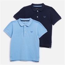 Crew Clothing Boys Two Pack Classic Pique Polos Dusk Blue/Black Iris