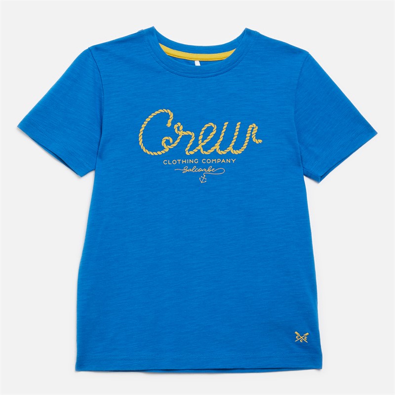 Crew Clothing Boys Crew Rope Logo T-Shirt Snorkel Blue