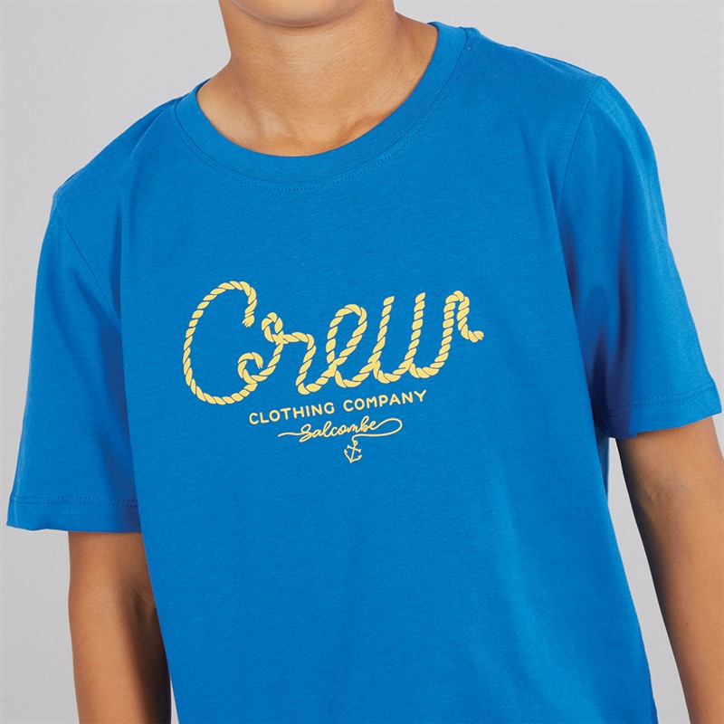 Crew Clothing Boys Crew Rope Logo T-Shirt Snorkel Blue
