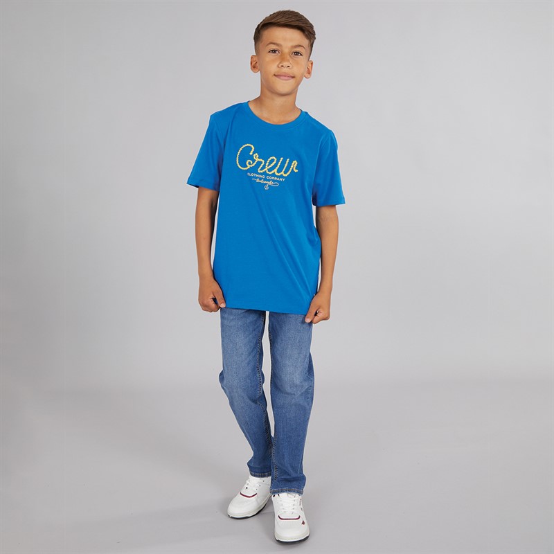 Crew Clothing Boys Crew Rope Logo T-Shirt Snorkel Blue
