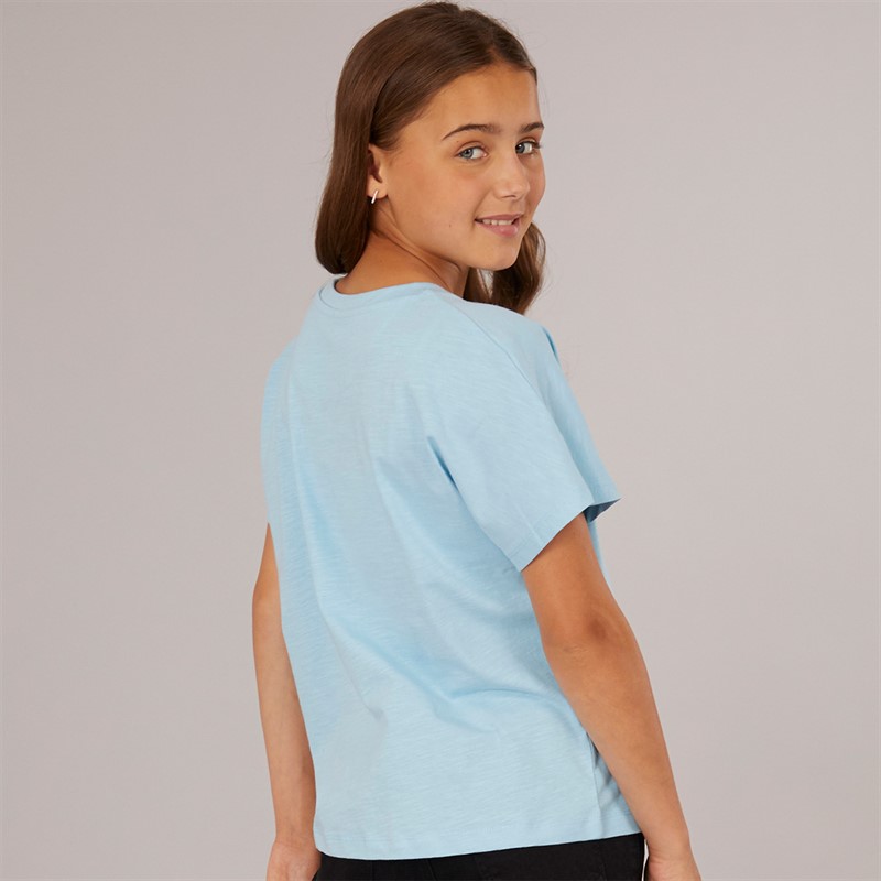 Crew Clothing Girls Boxy Graphic T-Shirt Blue Crew Logo