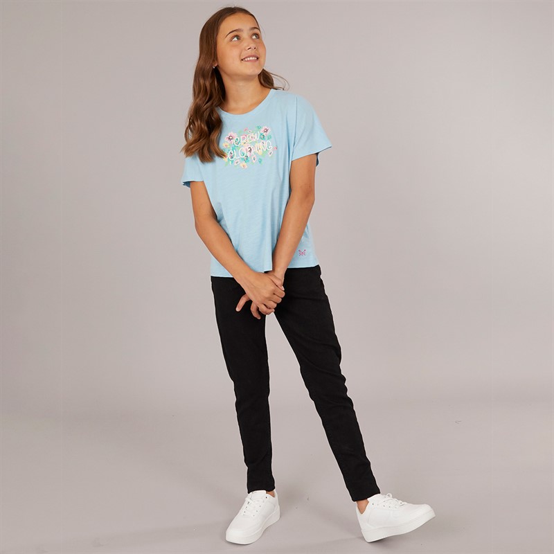 Crew Clothing Girls Boxy Graphic T-Shirt Blue Crew Logo