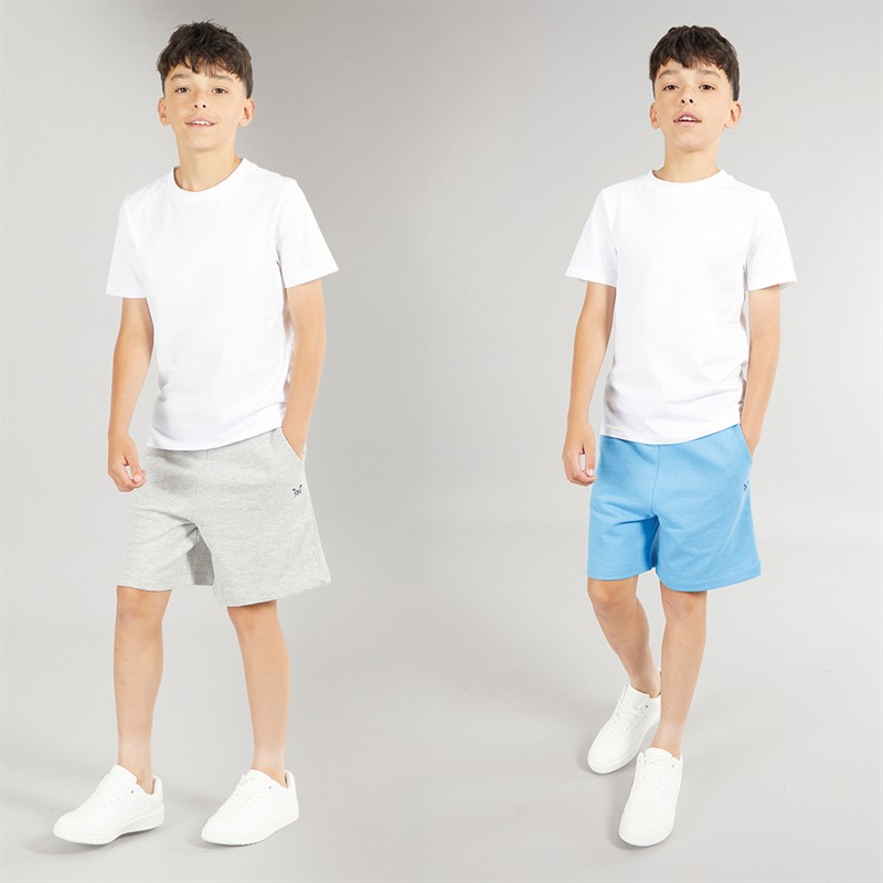 Crew Clothing Boys Two Pack Plain Jersey Shorts Grey Marl/Black Irsi