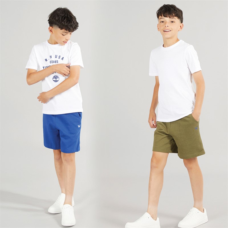 Crew Clothing Boys Two Pack Plain Jersey Shorts Mazarine Blue Four Leaf Clover