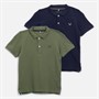 Crew Clothing Boys Two Pack Classic Pique Polos Black Iris/Fourleaf Clover