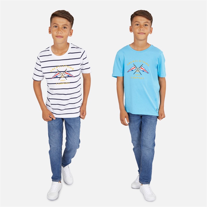 Crew Clothing Boys Crew Flags Two Pack T-Shirts Noreseblue
